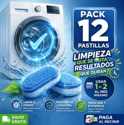 Pack de 12 Pastillas Limpia Lavadora