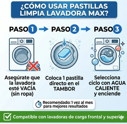 Pack de 12 Pastillas Limpia Lavadora